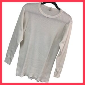 Vintage J.E. Morgan White Waffle Knit Thermal Top USA Mens L NWOT Gorpcore Layer